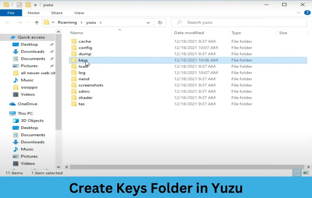 Creating Keys Folder in Yuzu