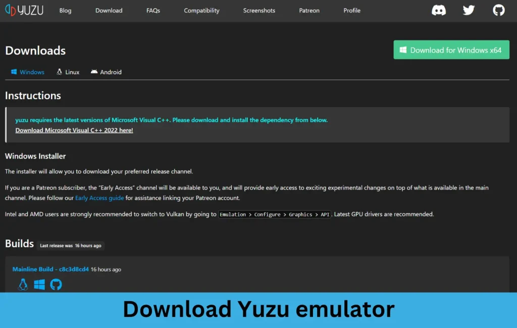 Downloading Yuzu emulator