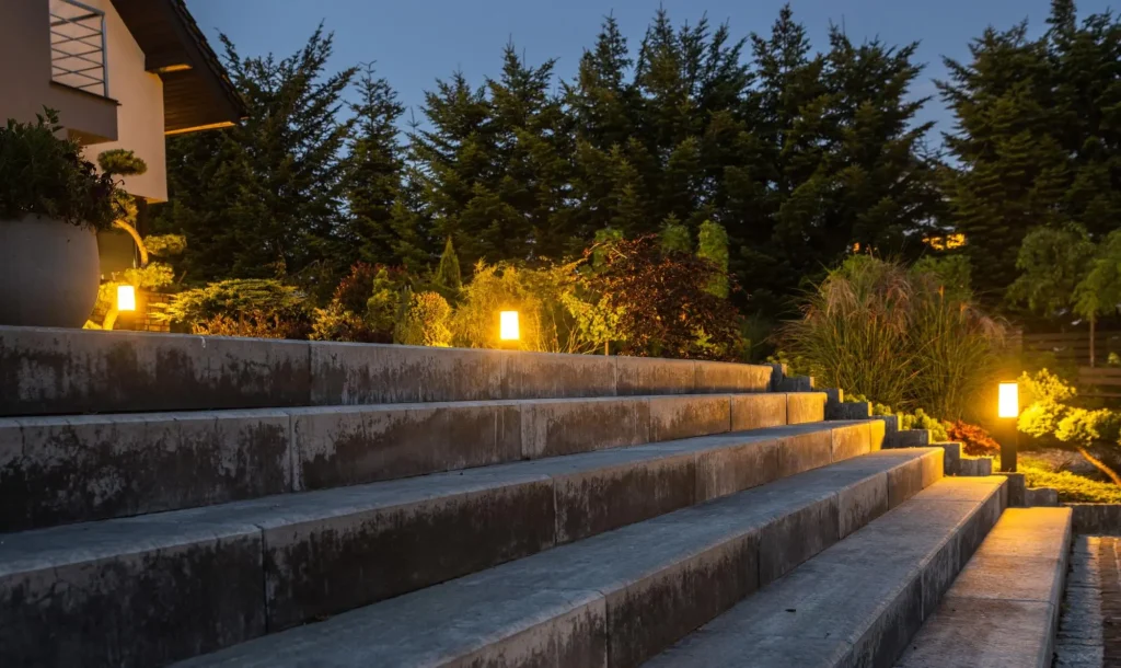 illuminated garden stairs